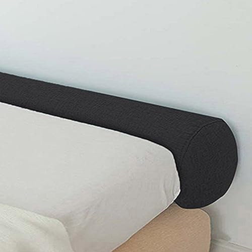 Cuscino lungo per letto, rotondo, morbido, supporto per bracciolo del divano, protezione per il comodino (15 x 120 cm, nero) – ideale per comfort e relax