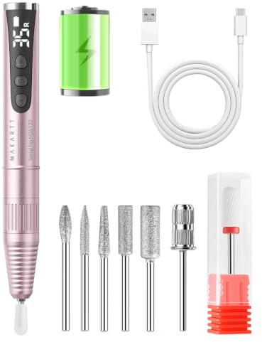 Makartt Electric Nail Drill – Rechargeable 35000 RPM Professional Efile, Cordless Nail Drill Machine Kit & Nail Machine for Acrylic Dip Powder Gel Polish,Quiet Lightweight Portable Tool for Salon Home