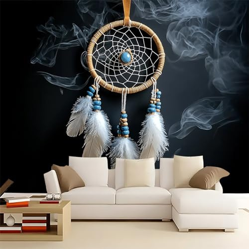 Mural Fotográfico 3D - Minimalista Fantasía Atrapasueños Pintura de pared de lujo para interiores de sala de estar, Negro Póster decorativo ecológico para el hogar 350 x 256 cm