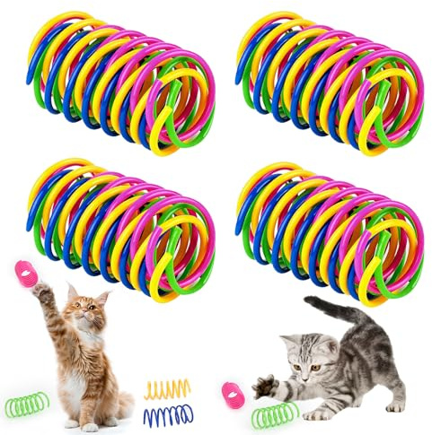 Staranry 80 PCS Giochi per Gatti, Giochi Gatto, Interattivi Durevoli Pergatti, Molla Giocattolo, Creativa con Spirale Colorata e Molle, per Animali Domestici (Multicolore)