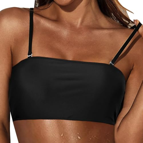 Top de Bikini Bandeau para Mujer Bikinis Mujer Push Up con Tirantes Desmontables sin Tirantes Parte Superior del Traje de baño