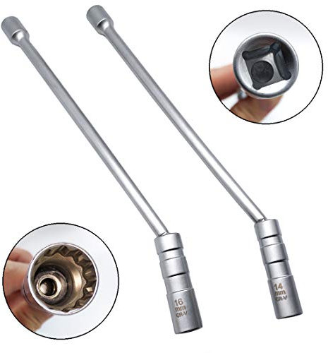 QISF 2 Stück Universal Flexibel Zündkerzenschlüssel Lengthen Magnetisch Zündkerze Steckschlüssel Entferner Installer Werkzeug( 14 mm und 16mm)