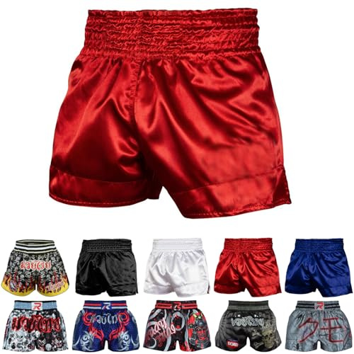 Roar Muay Thai Shorts MMA Gym Boxing Fighting Trunks Kick Martial Arts Gear (Red, Small)