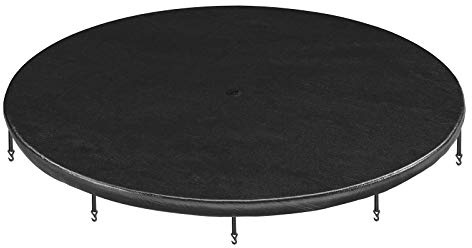 SONGMICS Housse de Trampoline, Bâche de Protection, diamètre 366 cm, avec Trou d évacuation d Eau, Protection Contre la Pluie, Le Soleil, la Neige, Sangles élastiques, Crochets, Noir STC012B01