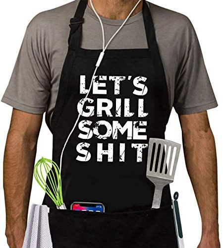 ZOORON Funny BBQ Aprons for Men, Dad Gifts, Gifts for Men, Fathers Day, Birthday Gifts Aprons,Adjustable and Waterproof