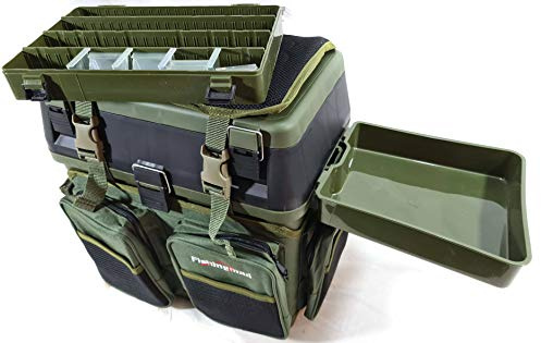 FISHINGMAD Seatbox with Backpack Carrier, Side Tray and Tackle Box