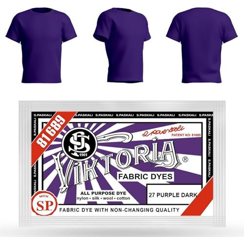 HOPS Viktoria Textile Dye, 10g (200g Fabric Coverage), Dark Purple - Machine Washable Fabric Paint for Cotton, Linen, Silk, Wool, Viscose, Nylon, Satin, Wood, Plastic