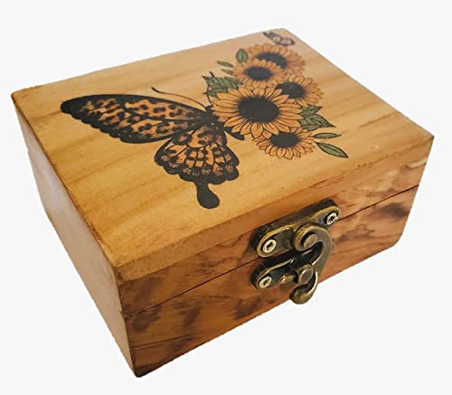JB&C Premium Sunflower Butterfly Trinket Box Small Jewelry Keepsake Box | Storage Box for Girls Women | Gift Idea, Animal Lover Ornaments for Home Décor
