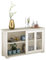 COSTWAY Küchenschrank, Sideboard mit Glas Schiebetüren, Verstellbarer Ablage, Aufbewahrungsschrank, Anrichte für Küche, Flur, Wohnzimmer, Esszimmer, 107 x 33 x 62,5 cm (Cremeweiß)
