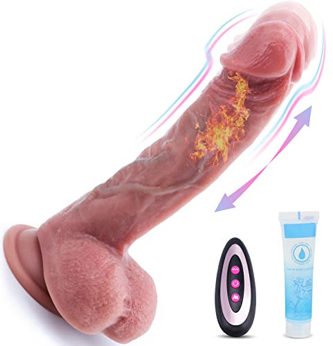 Thrusting Dildo Vibrator with Vibrating & Heating, Soft Realistic Silicone Anal Dildos for Clit G-spot Stimulation, Remote Control Dildo with Strong Suction Cup, Adult Sex Toys for Women Couple, 8.5''