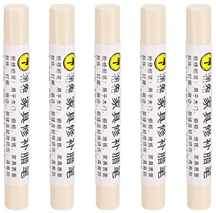 sourcing map 5Stk Möbel Reparatur Buntstifte Wachsfüllstift Ausbessern Stift Marker - für Kratzer Tische Holzböden Abdeckplatten Helles Holz