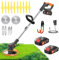 Metal Blade Cordless Strimmer 21v Grass Trimmers With Warehouse hooks 16 Blades 15cm Cutting Diameter Cordless Strimmer Retractable Handle For Lawn Garden