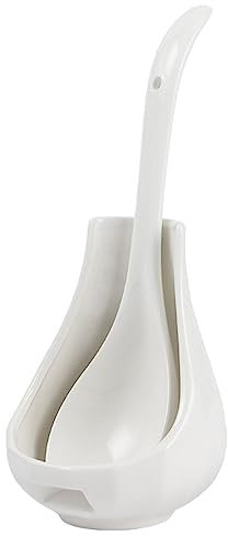 Luxshiny Ceramic Spoon Holder for Kitchen Utensil Rest and Serving Spoon Stand Elegant Porcelain Tray for Soup Spoons Rice Spoons and Ladles Ideal for Family Dining and Restaurants
