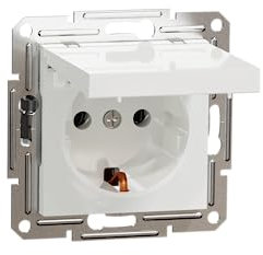 Schneider Electric Asfora EPH3170121D - Enchufe Schuko (16 A, tapa con protección de contacto, enchufe empotrado, terminales de tornillo), color blanco