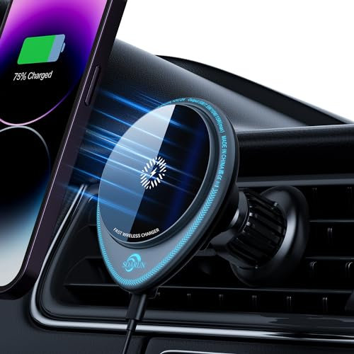 SOARUN Handyhalterung Auto Magnet mit Ladefunktion,15W Kfz-handyladestationen Handy Halterung Auto Magnet Autohalterung Lüftung für iPhone 15 14 13 12 Pro Max Mini Plus