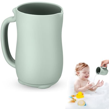 BlueEour Silicone Bath Jug for Baby Washing - 700ML Rinse Cup with Easy-Grip Handle, Soft Rim Shampoo Rinser, Baby Bath Rinse Cup
