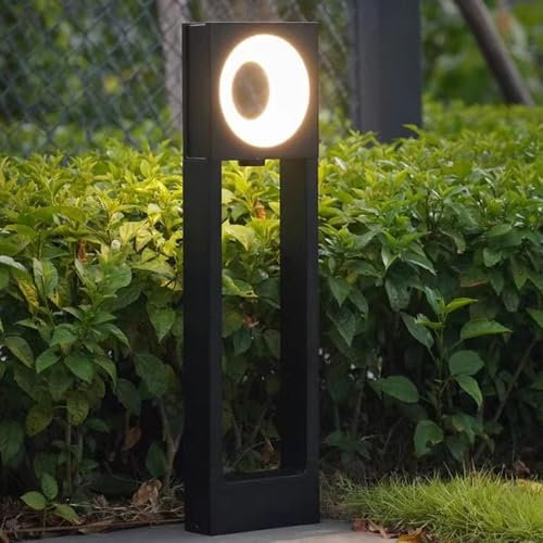 TRIVIDHA Lámpara De Camino De Paisaje Moderno, Bolardo Cuadrado, Luminaria Con Anillo De Iluminación, Lámpara De Camino De Jardín Impermeable De Aluminio Para Patio, Garaje, Puerta Delantera O Trasera