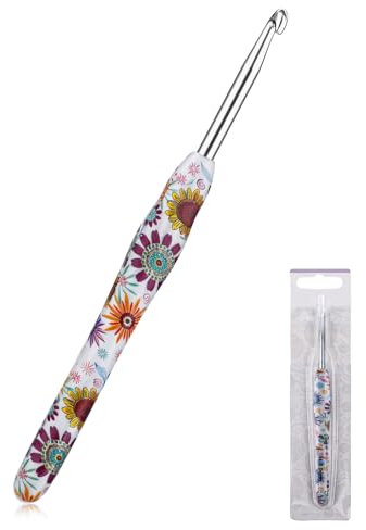 5 mm Häkelnadel, ergonomischer Griff, weicher Gummigriff, lange Häkelnadeln für Anfänger und Stricken, Häkelgarn, bequeme Stricknadeln für Handschuhe, Schal, Hüte