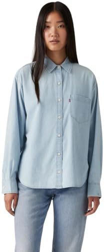 Levi's Donna Camicia in Jeans Harlie in Cotone con Colletto a Punta, Blu (Where Is She), S