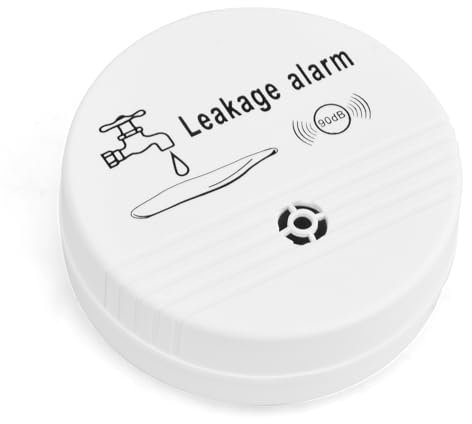 Detector de Fugas de Agua, Sensor de Fugas de Agua ABS, 90 dB Sensor de Agua, Sirena de Sensor Inundación Inalámbrico para Lavandería, Cocina, Sótano, Suministrado con Batería de 9 V