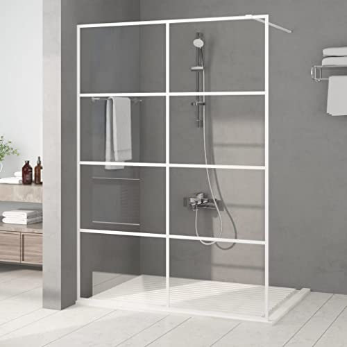 Gecheer Vandringsvägg i vitt 140 x 195 cm ESG transparent glas, nisch duschhållare, nisch duschkabin, infälld duschkabin, nischdörr, glasduschdörr, P152144
