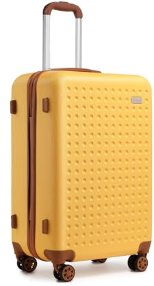 KONO Trolley Medio 67cm Valigia Rigida Media Leggero con TSA Lucchetto e 4 Ruote Girevoli,Giallo