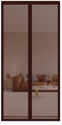 Hållbar magnetisk flygskärmsdörr med full ramkrok automatisk stängning glasfiber nät insektsdörr för kök vardagsrum och inomhus brun 90 x 200 cm