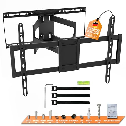 EasyLife ProMount HD90 PowerDual Supporto a Parete per Televisori da 37 a 90 Pollici Fino a 75KG VESA 600x400 mm - Design a Doppio Braccio, Orientabile e Inclinabile per LED, LCD con Gestione dei Cavi