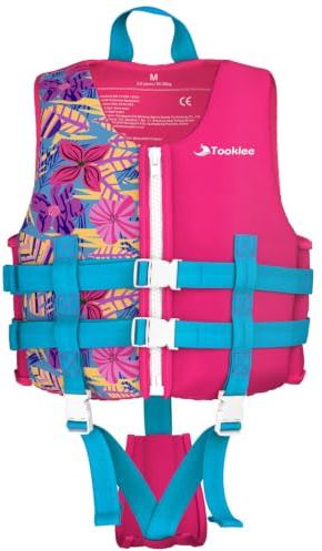 Swim Vest for Kids, 6-9 Years Premium Neoprene Swimming Float Vest, Kids Swim Buoyancy Aid with Safety Strap for Boys Girls - PINK/L (66-88 lb)