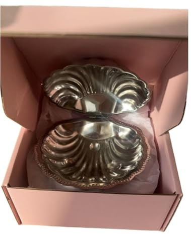 Rostfritt stål skalformad tallrik, metallfat för ost, servis, förvaring, smycken, bordsdekoration för ringar, halsband, armband