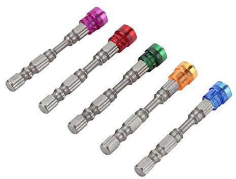 FTVOGUE 5Pcs S 2 Steel Magnetic Cross Head PH2 Screwdriver Bits Set for Drywall Screws 1/4inch Shank(Mixed Colors)