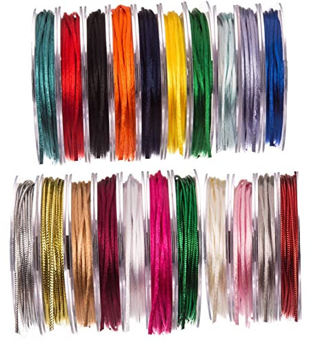 SR SUPER RIBBONS®™- Full Reel 3mm Satin Rattail Silk Cord, 20 Metres on Reel - White