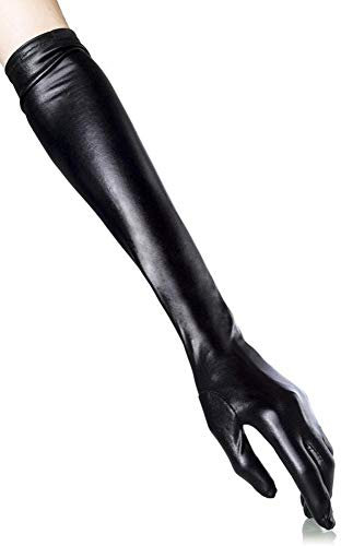 EROSPA Wetlook-Handschuhe lang - 48 cm - Damen - Schwarz