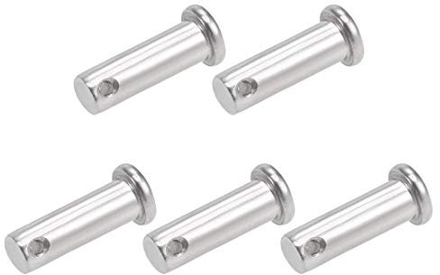 sourcing map Single Hole Clevis Pins - 10mm X 30mm Flat Head 304 Stainless Steel Link Hinge Pin 5Pcs