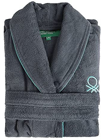 UNITED COLORS OF BENETTON. Unisex badrock herr eller dam 360 gsm 100% bomull, mörkgrå, Mörkgrå, M