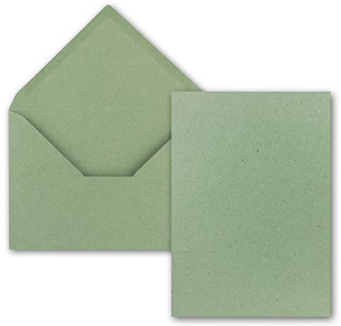 FarbenFroh by GUSTAV NEUSER 50x Einzelkarten Set Kraftpapier mit Briefumschlägen DIN A6 / C6 in Grün - 14,8 x 10,5 cm - ohne Falz