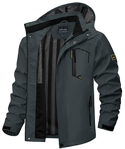 TACVASEN Windjacke Herren Softshelljacke Winter Wanderjacke Herrenjacke Herbstjacke Kapuze Camping Jacke (XXL, Kohlengrau)
