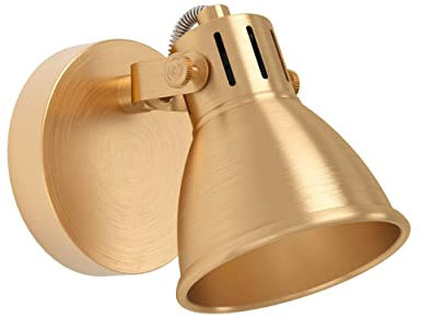 EGLO LED Wandlampe Seras, Wandleuchte innen, Wandleuchter mit schwenkbarem Spot, Flurlampe aus Metall in Messing-gebürstet, Lampe Wand mit GU10-Leuchtmittel, warmweiß