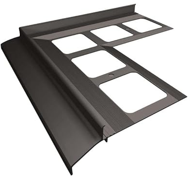 Renoplast® Aluminio Esquina 90° para perfil de alero K30 Grafito | Acabado de terrazas balcones | Suelos de baldosas sobre mortero adhesivo | Sistemas de drenaje de agua Perfil angular | Anticorrosión