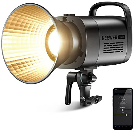NEEWER CB60B 70W LED Video Light with 2.4G&APP Control, COB Bi Color 2700K-6500K 34000Lux at 1m/CCT CRI97+/12 Scenes/Bowens Mount, Bluetooth, with Reflector, Power Cord, Manual, Studio/Video Recording