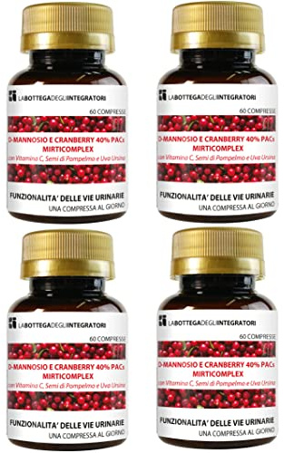 D - Mannosio e Cranberry 40% PAC Mirti Complex con Semi di Pompelmo, Uva Ursina e Vitamina C | 240 compresse 1 al dì | Mirtillo Rosso ad Alto Dosaggio