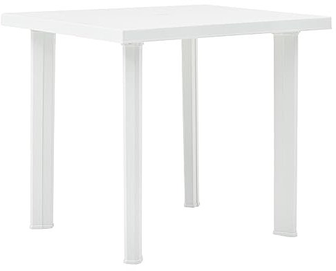 GuyAna Mesa de jardín de plástico Blanco 80x75x72 cm Mesa terraza Exterior Mesa de Comedor jardín Mesa Jardin Exterior Garden Table mesas terraza