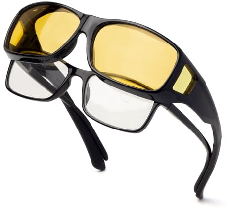 Face Shadow Night Driving Glasses Ultralight to Fit Over Glasses for Women Men, Anti Glare Polarized HD Night Vision Glasses