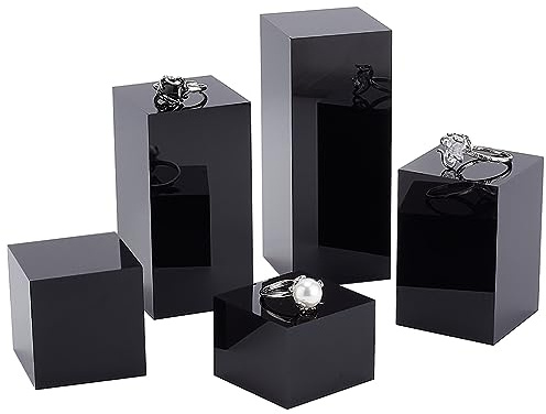 BENECREAT 5Pcs Black Acrylic Cube Display Block 3/4/6/8/10cm Solid Display Pedestal Stand for Gem Display Jewelry Display Displaying Pop Figures Cosmetic Showing