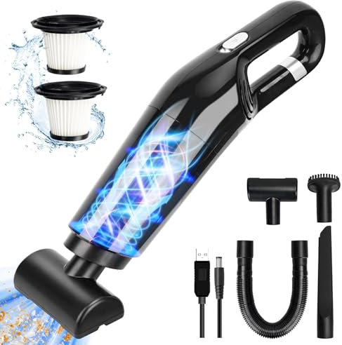 SOPPY Handstaubsauger Autostaubsauger 10000 PA, tragbarer Mini Staubsauger wiederaufladbar, kabellos Staubsauger mit HEPA Filter, Nass- & Trockenreinigung für Auto, Haustier, Zuhause und Büro