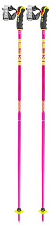 LEKI Spitfire 3D Lightweight Aluminum Ski Poles for Alpine Skiing - Neonmagenta-Neonyellow-Berry - 125 cm