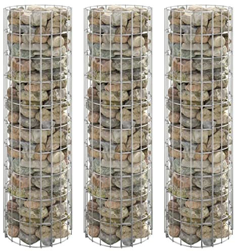 Tino Tech Set Runde Gabionen-Hochbeet aus Verzinkter Stahl 30x100cm 3 Pcs Silber Steinkorb Gabionen Körbe Hochbeet Pflanzen Gartenmauer Gabione aus Metall Garten Gabione Pflanzenwand Gabionen Gitter