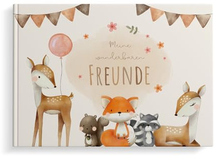 MeinBaby123® Freundebuch für Kinder, Freundschaftsbuch, Freundebuch Kindergarten, Freundebuch Schule, Freundebuch für Kinder, Freundschaftsalbum, Geschenk für Kinder - (Süße Waldtiere)