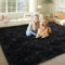 BSGIFT Teppich Schwarz 160x230, Shaggy Hochflor Teppich Wohnzimmer Flauschig, Modern Langflor Wohnzimmerteppich Bettvorleger High-Pile Carpet rutschfest für Schlafzimmer Kinderzimmer