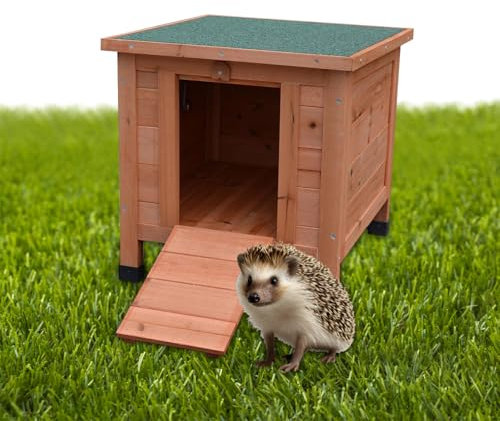 Melko Igelhaus Winterfest mit Boden und wetterfesten Dach Häuschen für Igel mit klappbarem Deckel 50x45x43cm Igelhütte Braun/Grün Igelschlafhaus Winterschlaf Igelhöhle